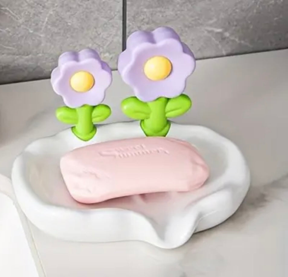 Purple flower soap dish