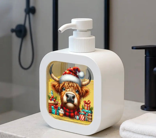 Christmas highland cow soap dispenser